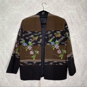 Open front kimono jacket hand paint & stitched/embroidered No size